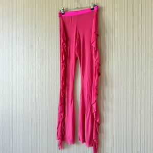 Pink Ruffle Flared Leggings